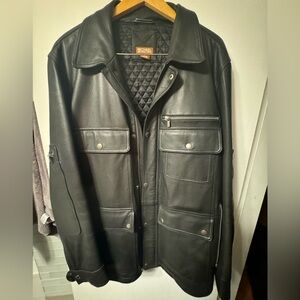 Men’s Michael Kors Moto Leather Jacket XL Black